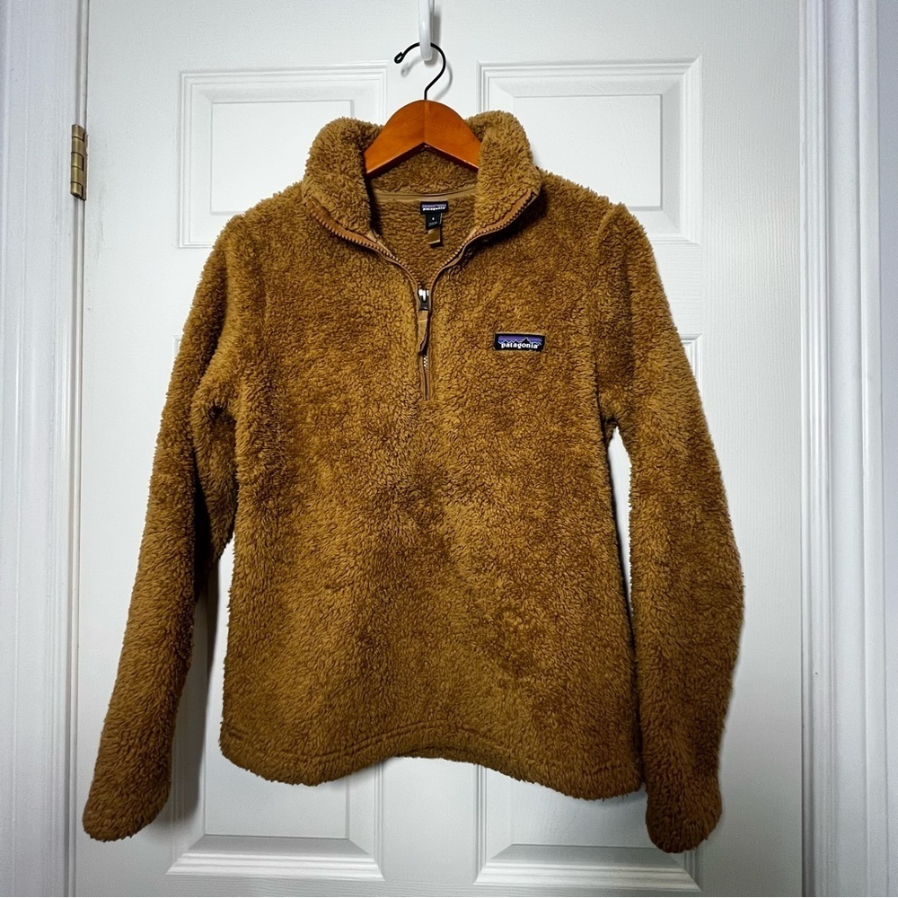 Patagonia Los Gatos 1/4 Zip Beech Brown High Pile Fleece Jacket Size Small